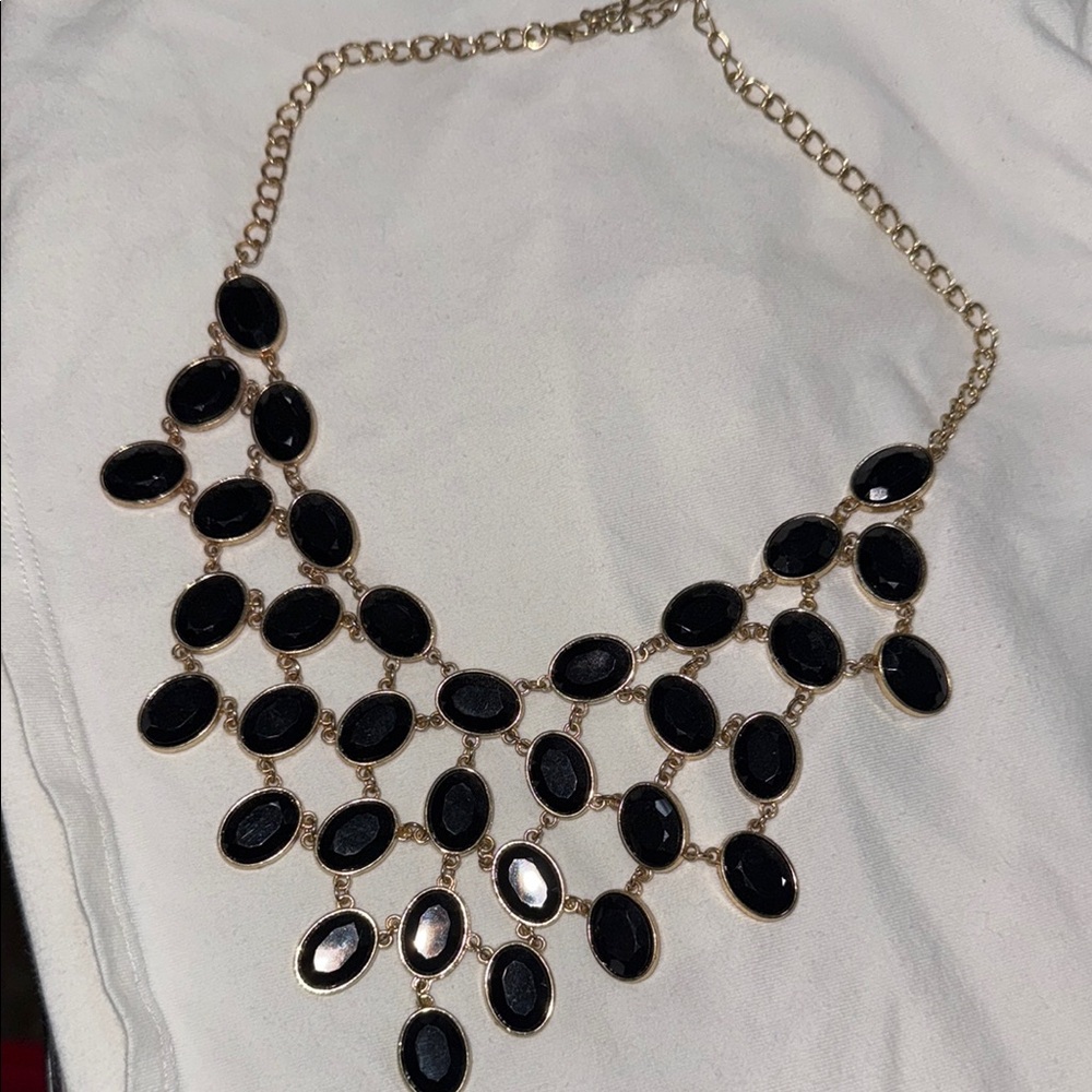 Elegant Black and Gold Statement Necklace
